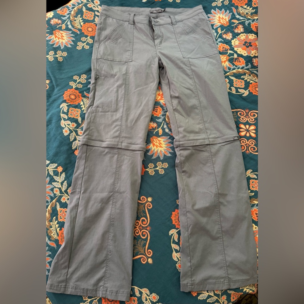 Prana Gray Convertible Flare Pants Cotton Blend